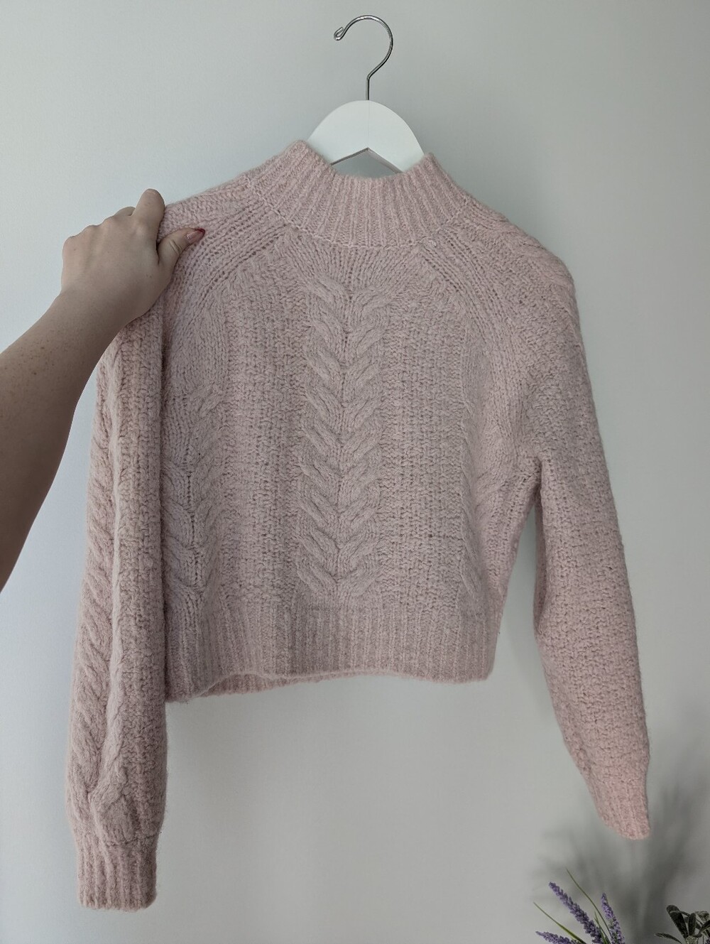 Sunday Best Blush Pink Cable Turtleneck Sweater
